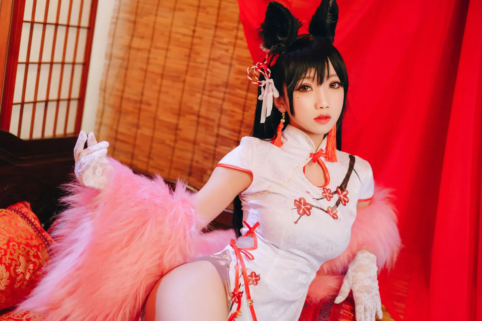 鬼畜瑶在不在 白色旗袍角色服 半身照