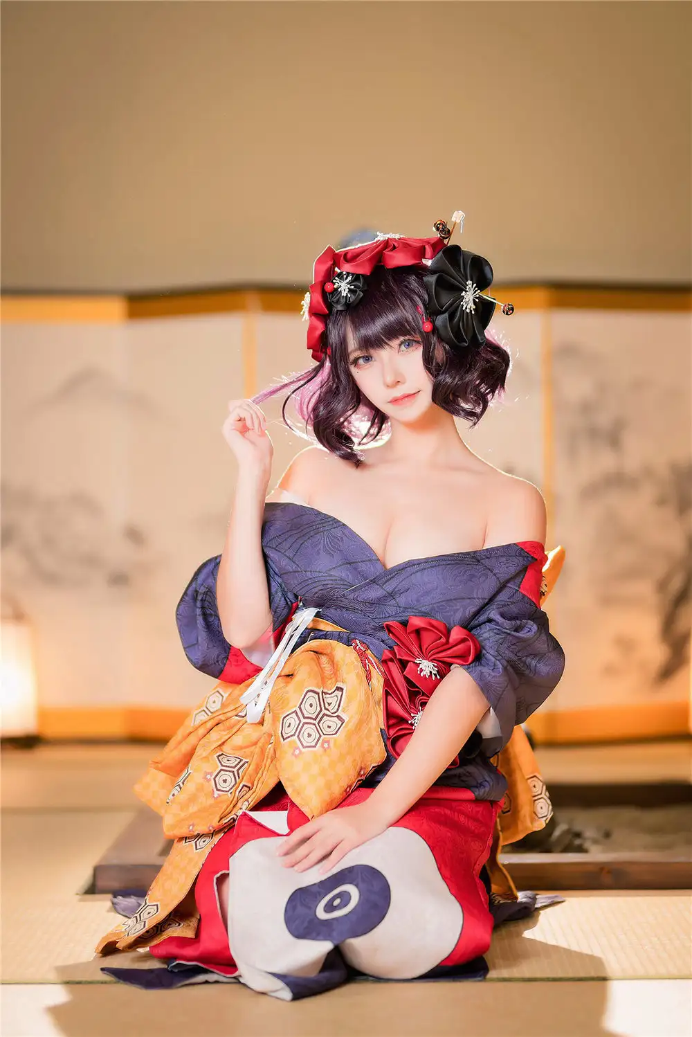 菌烨tako 紫红和服 室内并膝跪坐另一机位 菌烨tako 紫红和服 室内并膝跪坐另一机位