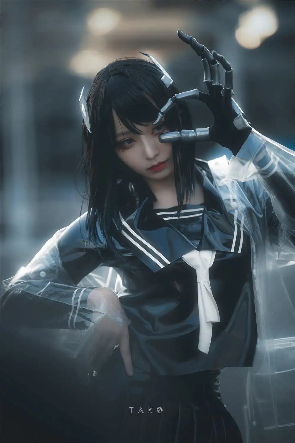 菌烨tako 黑色制服外罩透明外套 半身角色肖像 菌烨tako 黑色制服外罩透明外套 半身角色肖像