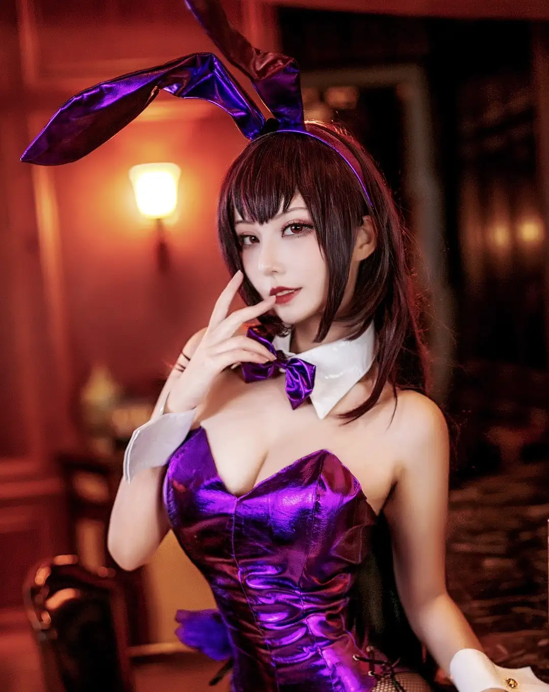 菌烨tako 紫色兔耳服 面部与上半身肖像 菌烨tako 紫色兔耳服 面部与上半身肖像